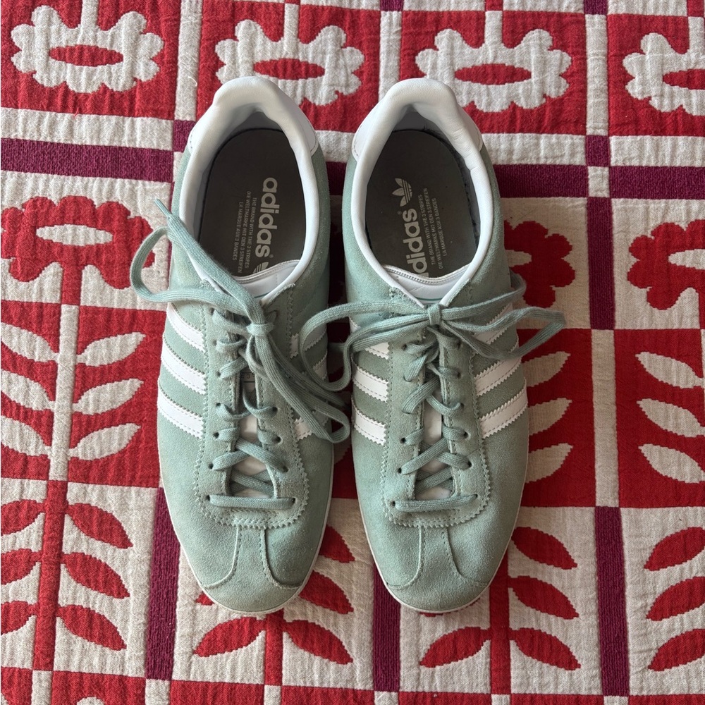 Adidas Gazelle light green suede size 8.5